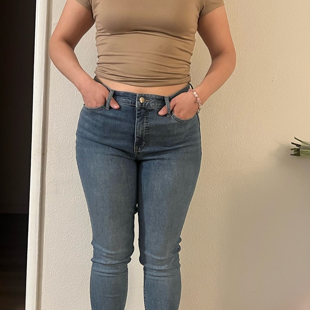 High-Waisted Blue Denim Jeans